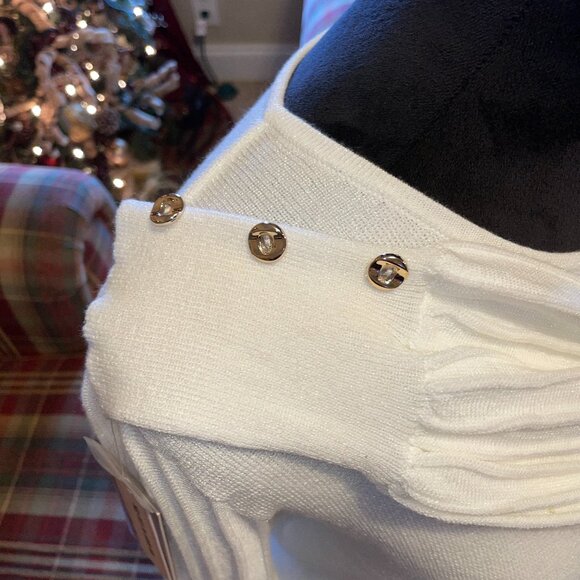 NWT NANETTE NANETTE LEPORE Shimmer Sweater Large Ivory Holidays - Picture 9 of 10